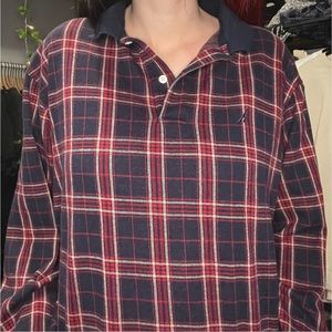 Vintage Nautica Plaid Embroidered Logo Pullover